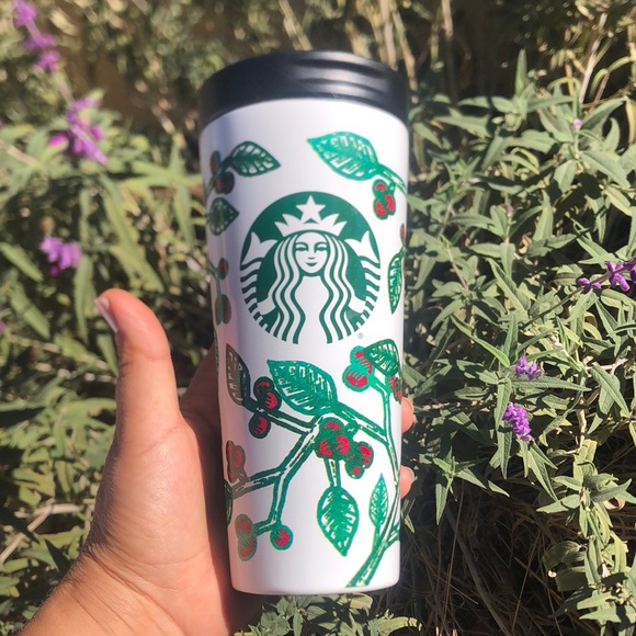 Starbucks White Green 16oz Refill Stainless Tumbler Cup 2017 Free January Coffee